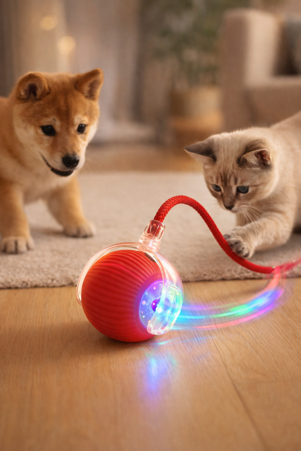 Pet brincando com bolinha interativa